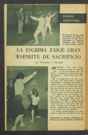 La esgrima exige gran espiritu de sacrificio : Espadas argentinas