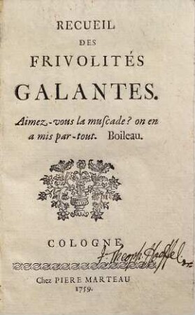 Recueil Des Frivolités Galantes