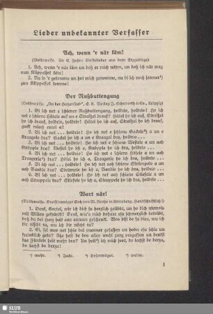 Lieder unbekannter Verfasser