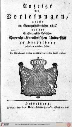 Sommersemester 1812