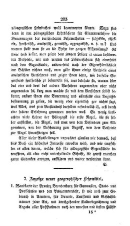 Anzeige neuer geographischer Lehrmittel