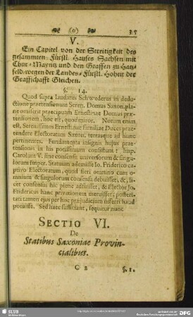 Sectio VI. De Statibus Saxoniae Provincialibus