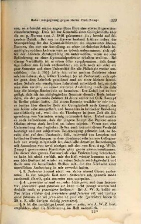 Entgegnung gegen Herrn Prof. Zumpt : (Antwort auf dessen Aufsatz "Über die Kritik von Cicero's Rede pro Murena" im 12. Heft 1861 der Zeitschrift für das Gymnasialwesen) Aus der "Zeitschrift für das Gymnasialwesen" Band XVI. Heft 5. 1862 p. 337 - 366