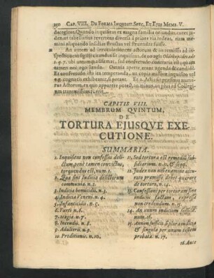Membrum Quintum. De Tortura Eiusque Executione.