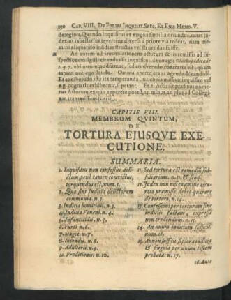Membrum Quintum. De Tortura Eiusque Executione.