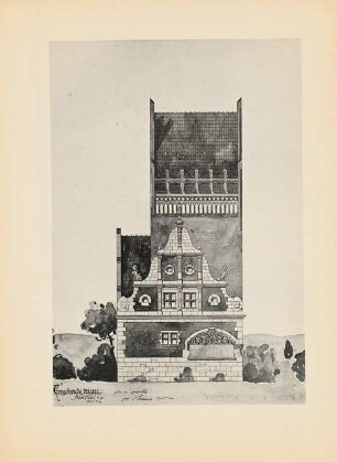 Torgebäude: Seitenansicht (aus: Drucke von Seminararbeiten der Königlich Technischen Hochschule Berlin, Bd. III)