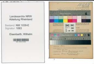 Entnazifizierung Wilhelm Eisenbarth , geb. 26.05.1912 (Bergmann)