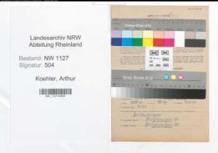 Entnazifizierung Arthur Koehler , geb. 13.11.1898 (Technischer Aufsichtsbeamter)