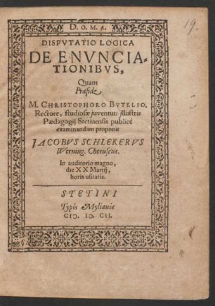 Disputatio Logica De Enunciationibus