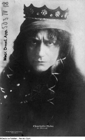 Charlotte Huhn in ihrer Antrittsrolle als Ortrud in "Lohengrin" von Richard Wagner. Königliches Opernhaus Dresden, 12.10.1895