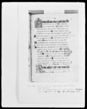 Psalter aus Werden — Zwei Initialen A, Folio 16recto