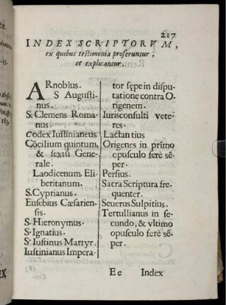 Index Scriptorum, ex quibus testimonia proferuntur, et explicantur.