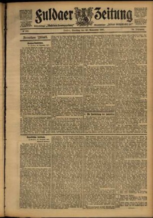 Zweite Ausgabe vom Samstag, den 23. November 1907.