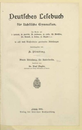 Abteilung 4 = Untertertia, [Schülerband]: [Abteilung 4 = Untertertia, [Schülerband]]