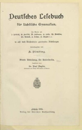 Abteilung 4 = Untertertia, [Schülerband]: [Abteilung 4 = Untertertia, [Schülerband]]