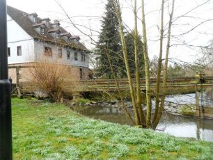 Stadtbild - Herrenmühle von Nordosten mit Fluss Kinzig in Übersicht