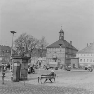 Bischofswerda Markt : Bischofswerda. Blick auf den Marktplatz mit Rathaus