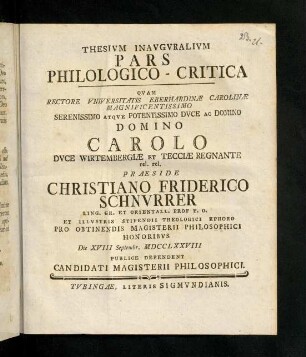 1-8, Thesium Inauguralium Pars Philologico-Critica
