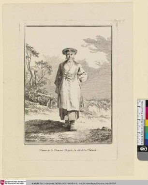 Femme de la Province Dingrie, du côté de la Finlande. De face [Frau aus der Provinz Dingrie, nahe Finnland. Von vorn]