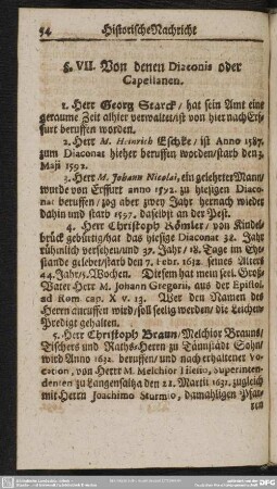 §. VII. Von denen Diaconis oder Capellanen