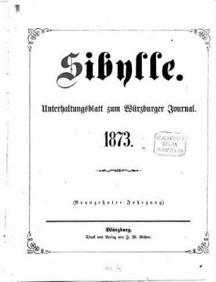 Sibylle : Unterhaltungsblatt zum Würzburger Journal. 1873