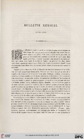 Bulletin mensuel: Juin 1865