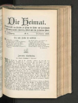 19. Jahrgang. No. 9. September 1909.