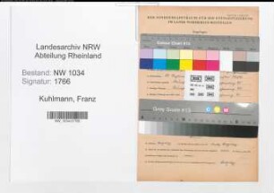 Entnazifizierung Franz Kuhlmann , geb. 10.11.1882 (Stabsintendant)