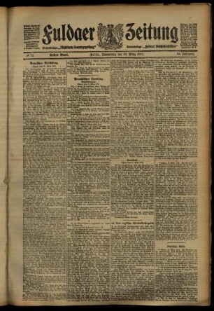 Erste Ausgabe vom Donnerstag, den 28. März 1912.