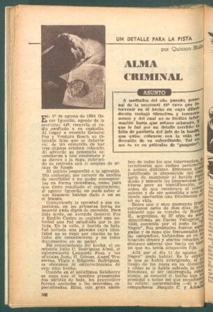 Alma criminal : Un detalle para la pista
