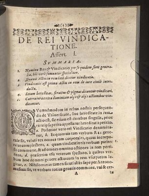 Disputatio Ivridica De Rei Vindicatione