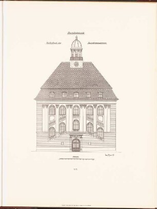 Rudolf Virchow-Krankenhaus, Berlin: Ansicht Hauptgebäude Mittelbau (aus: Neubauten der Stadt Berlin, Bd. VI, 1907)