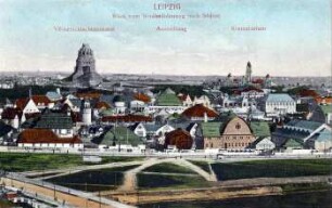 Leipzig : Blick vom Windmühlenweg nach Südost ; Völkerschlachtdenkmal ; Ausstellung ; Krematorium