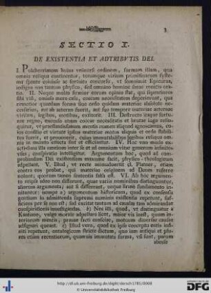 Sectio I. De Existentia Et Adtributis Dei.