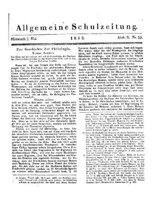 Zur Geschichte der Philologie : erster Artikel ; (Beschluss folgt.)