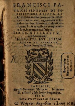 De Institutione Reipublicae Libri 9