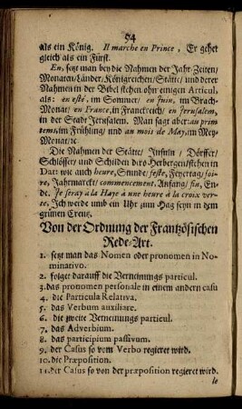 Von der Ordnung der Französischen Rede-Art