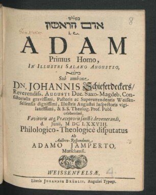 [...] i.e. Adam Primus Homo