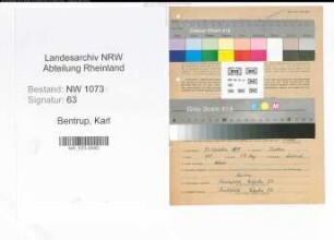 Entnazifizierung Karl Bentrup , geb. 25.10.1899 (Maler)
