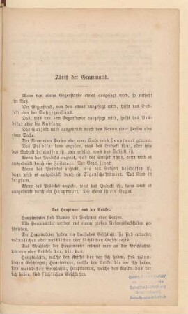Abriß der Grammatik