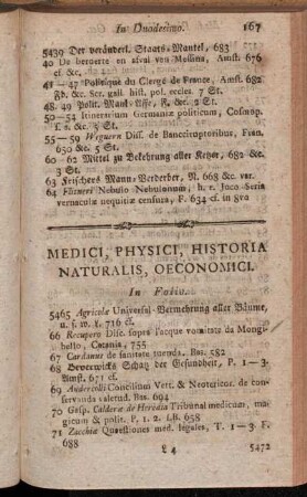 Medici, Physici, Historia Naturalis, Oeconnomici.