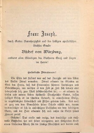 Hirtenbriefe : (von Würzburg), 1884