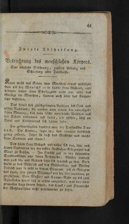 Zweyte Abtheilung. Betrachtung des menschlichen Koerpers.
