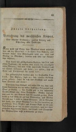 Zweyte Abtheilung. Betrachtung des menschlichen Koerpers.