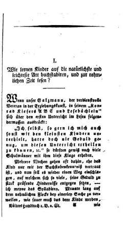 Wie lernen Kinder auf die natürlichste und leichteste Art buchstabiren, und zur nehmlichen Zeit lesen?