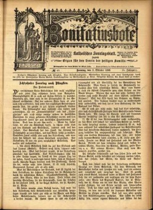 Erste Ausgabe vom Sonntag, den 02. Oktober 1898.