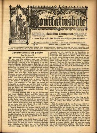 Erste Ausgabe vom Sonntag, den 02. Oktober 1898.