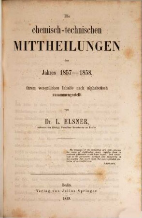 Die chemisch-technischen Mitteilungen der neuesten Zeit, 7. 1857/58 (1859)