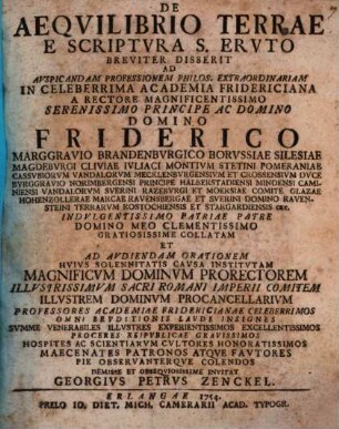 De aeqvilibrio terrae, e Scriptvra s. ervto