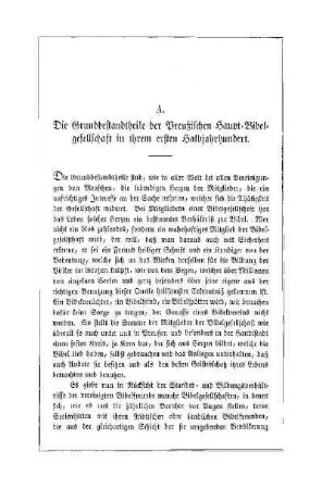 A. Die Grundbestandtheile der Preußischen Haupt-Bibelgesellschaft in ihrem ersten Halbjahrhundert